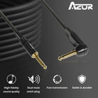 AZOR 10 Ft Cable Guitar Cable with Dual Mute Plug Ends,1/4 Inch 6.35mm Straight to Right Angle Electric Professional Instrument Cable for Electric Guitar, Bass Guitar,Keyboard(Black)