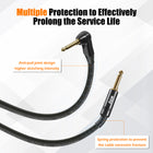AZOR 10 Ft Cable Guitar Cable with Dual Mute Plug Ends,1/4 Inch 6.35mm Straight to Right Angle Electric Professional Instrument Cable for Electric Guitar, Bass Guitar,Keyboard(Black)
