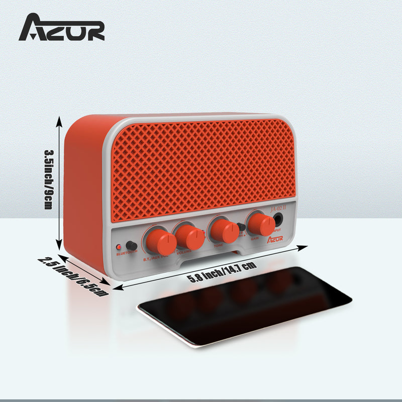 AZOR Combo Electric Guitar Amplifier 5W Bluetooth Rechargeable Guitar Amps, Clean & Overdrive Effects with Headphone Output Portable for Electric Guitars