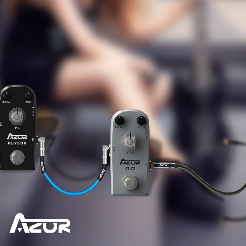 best guitar pedal cables AZOR Guitar Patch Cable 6 Inch 15cm, Noise-Free Guitar Effect Pedal Cables Cord 6 Packs 1/4" Right Angle Instrument Cable for Electric Guitar Bass Effects Pedal Board,Metal Joint