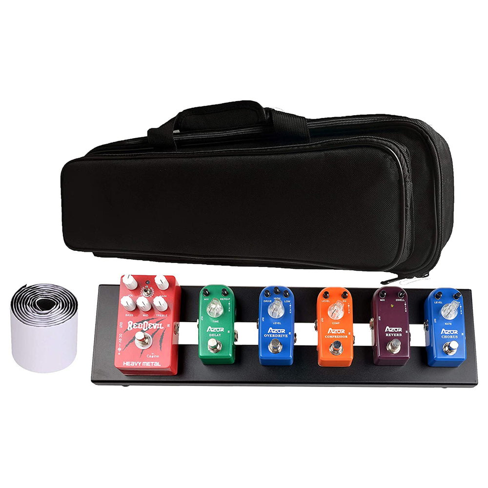 AZOR Guitar Pedal Board Case AB-101 Aluminium Pedalboard 18.9'' x 4.9'' x 1.1'' with Bag