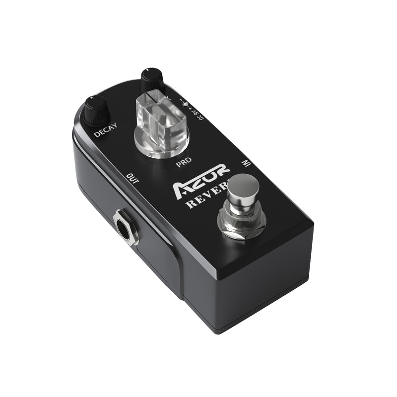 reverb effect pedal AZOR AP312 Digital Reverb Guitar Effect Pedal Plate Reverb Hall and Church,Space Guitar Effect with True Bypass Aluminum Alloy