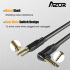 AZOR 10 Ft Cable Guitar Cable with Dual Mute Plug Ends,1/4 Inch 6.35mm Straight to Right Angle Electric Professional Instrument Cable for Electric Guitar, Bass Guitar,Keyboard(Black)