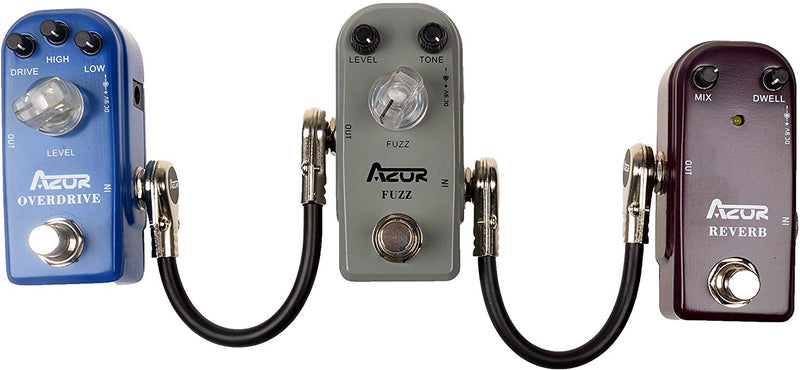 guitar cables for pedals AZOR Guitar Patch Cables Right Angle 15 cm Instrument Cables for Effect Pedals 3 Pack
