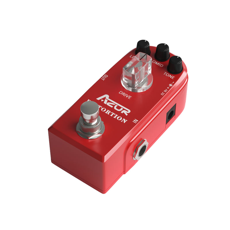 classic distortion pedal AZOR Vintage Distortion Guitar Effect Pedal with True Bypass Classical Electronic Pedal Aluminium-alloy Red AP-319