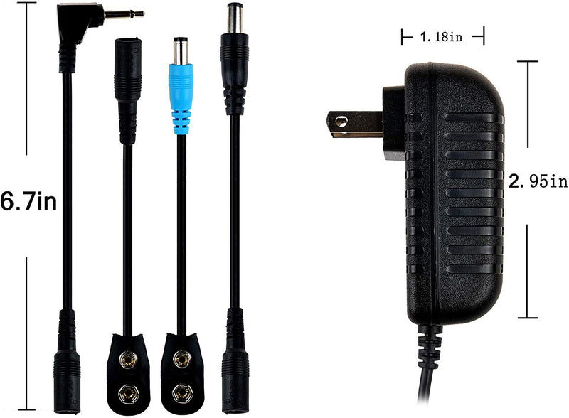 guitar pedal power supply daisy chain AZOR Pedal Power Supply Adapter with 5 Way Daisy Chain Cables Fit for 9V DC 1A Negative Tip Guitar Effect Pedal …