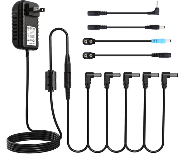 AZOR AP02 Pedal Power Supply with 8 Way Chain Cables Use for Guitar Effects Output to 1000ma 9V DC 1A Negative Tip Guitar Effect Pedal …