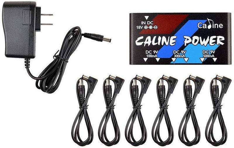 Caline Guitar Pedal Power Supply 6 Output 100MA 300MA 500MA Effect Pedals with Short Circuit Overcurrent Protection CP-02
