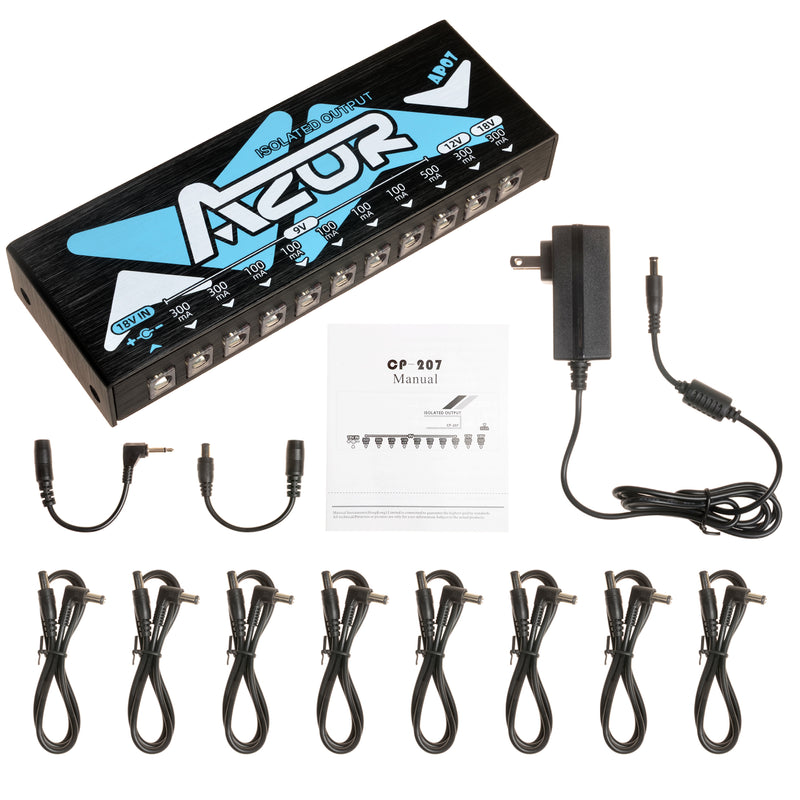 isolated pedal power supply AZOR Isolated Power Supply 10 Output Pedal Power Supply 18V Isolated Pedal Power CP-207