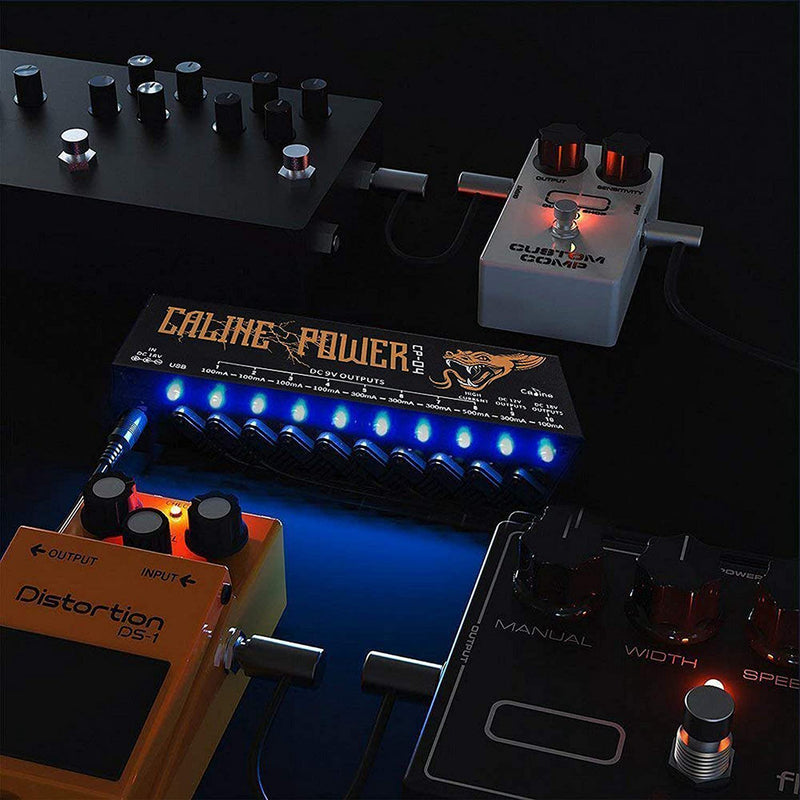 18v guitar pedal Caline Guitar Pedal Power Supply Station Distributor 10 Isolated Output for 9V/12V/18V Effect Pedal with USB Port for Charging Mobile Phone Tablet