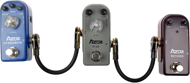 AZOR Guitar Patch Cables Right Angle 15 cm Instrument Cables for Effect Pedals 3 Pack