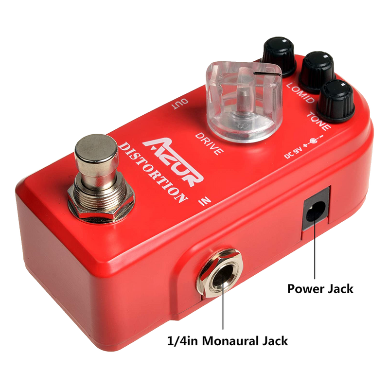 red distortion pedal AZOR Vintage Distortion Guitar Effect Pedal with True Bypass Classical Electronic Pedal Aluminium-alloy Red AP-319