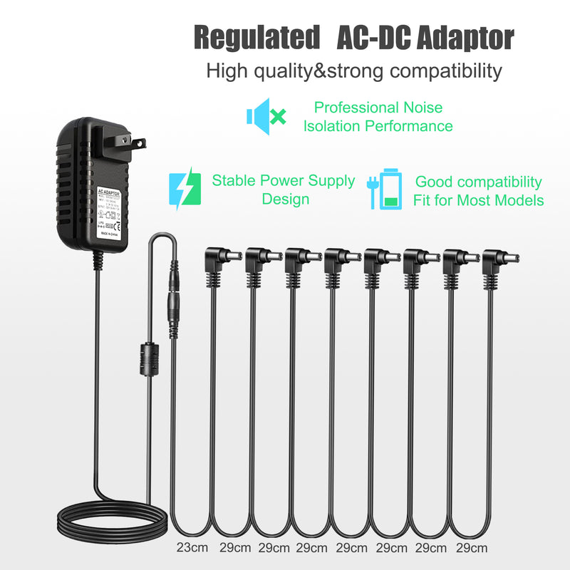 ac dc pedal AZOR AP02 Pedal Power Supply with 8 Way Chain Cables Use for Guitar Effects Output to 1000ma 9V DC 1A Negative Tip Guitar Effect Pedal …