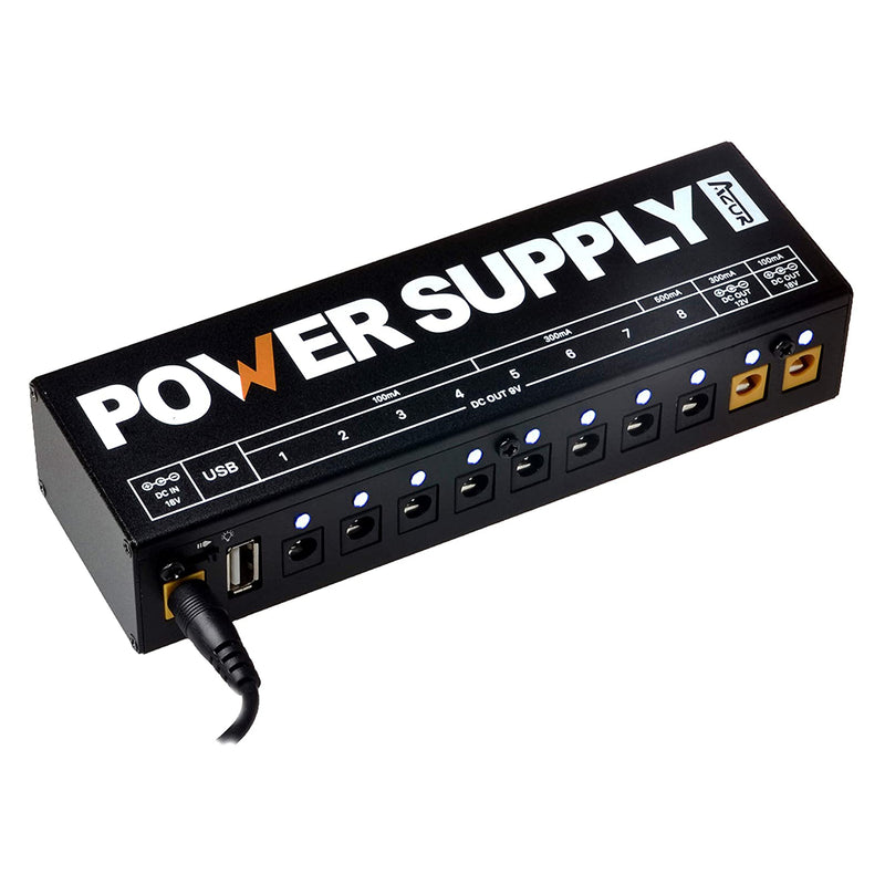 buy guitar pedal board AZOR Guitar Pedal Board Power Supply with 10 Routes DC Output 9V/12V/18V