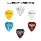 AZOR Celluloid Guitar Picks 18 Pack Includes All Thickness(0.46 0.71 0.81 0.96 1.2 1.5mm) for Acoustic, Classical, Electric, Bass Guitar